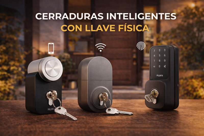 cerradura inteligente con llave fisica seguridad hogar